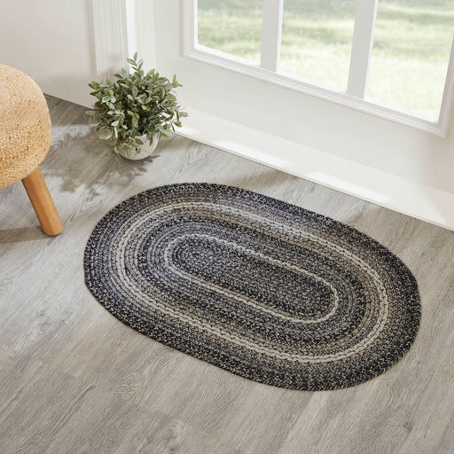 Sawyer Mill Black White Jute Rug Oval w/ Pad 24x36