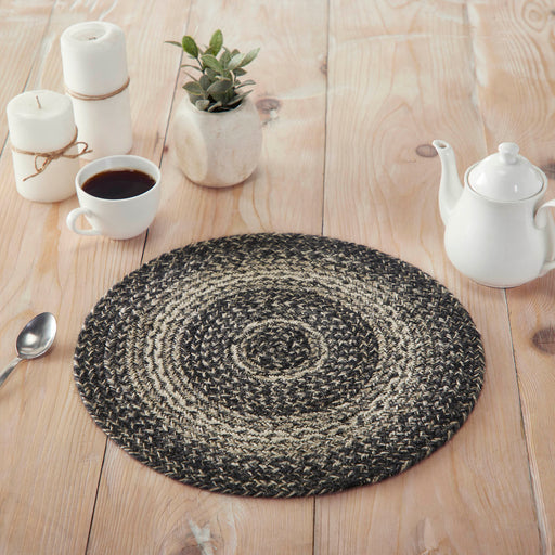 Sawyer Mill Black White Jute Trivet 15 inch Diameter