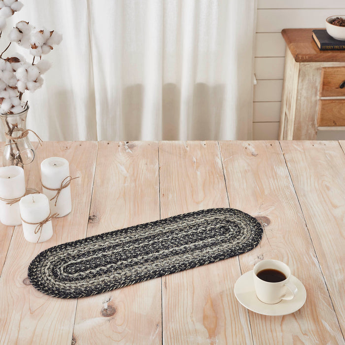 Sawyer Mill Black White Jute Oval Runner 8x24