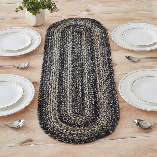 Sawyer Mill Black White Jute Oval Runner 12x36