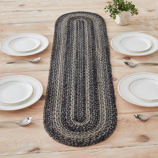 Sawyer Mill Black White Jute Oval Runner 12x48