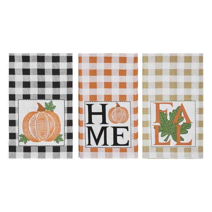 Annie Check Multicolor Harvest Tea Towel Set of 3