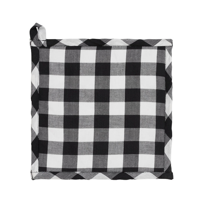 Annie Black Check Pumpkin Trivet 8x8