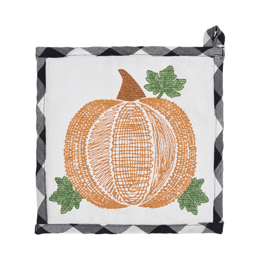 Annie Black Check Pumpkin Trivet 8x8 Set of 3