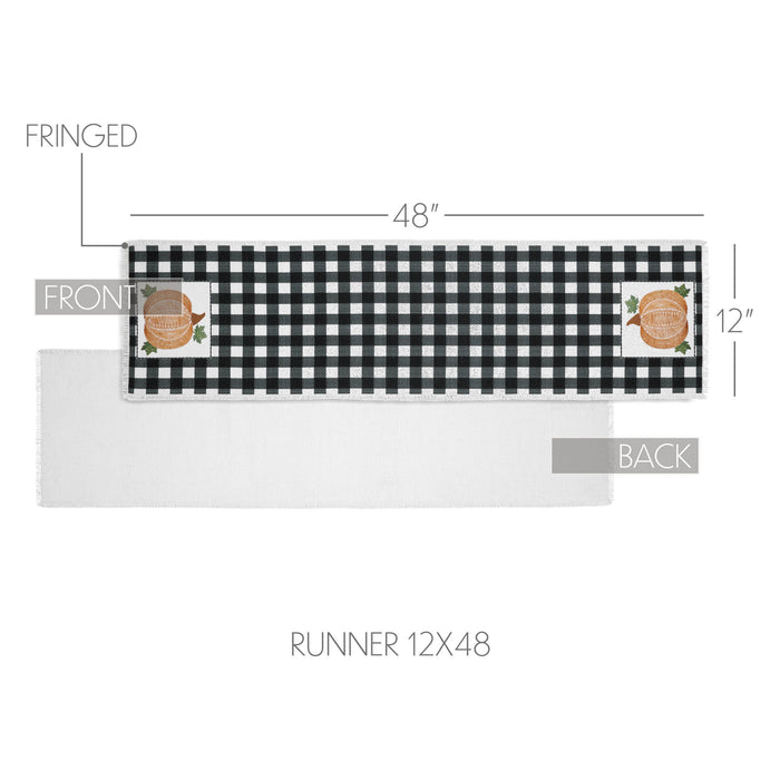 Annie Black Check Pumpkin Runner 12x48