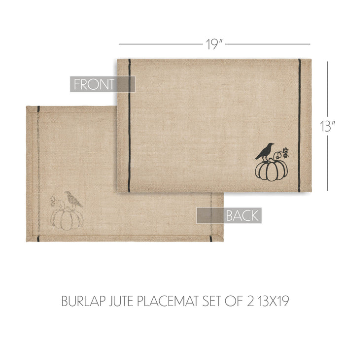 Raven Harvest Burlap Jute Placemat Set of 2 13x19