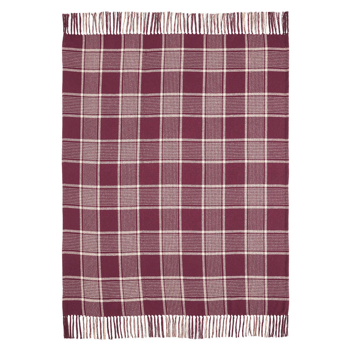 Eston Burgundy Tan Plaid Throw 50x60