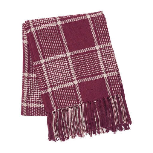 Eston Burgundy Tan Plaid Throw 50x60