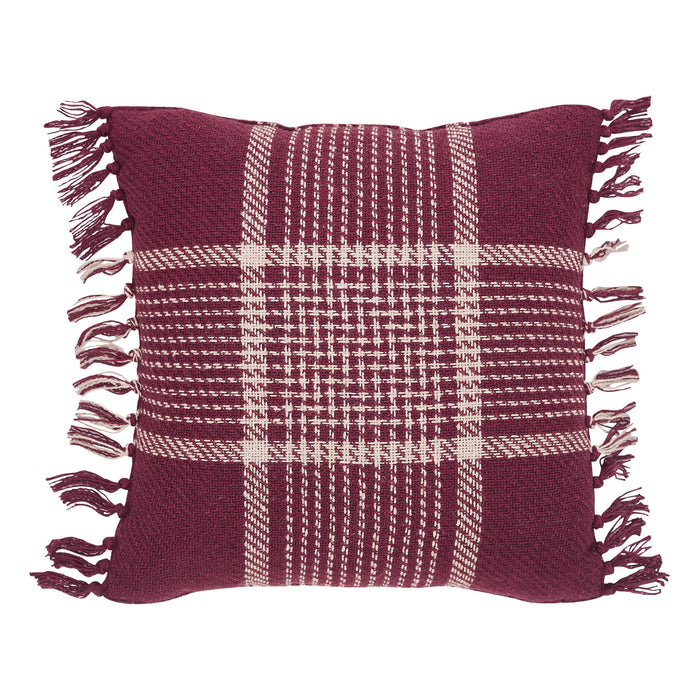 Eston Burgundy Tan Plaid Pillow 12x12