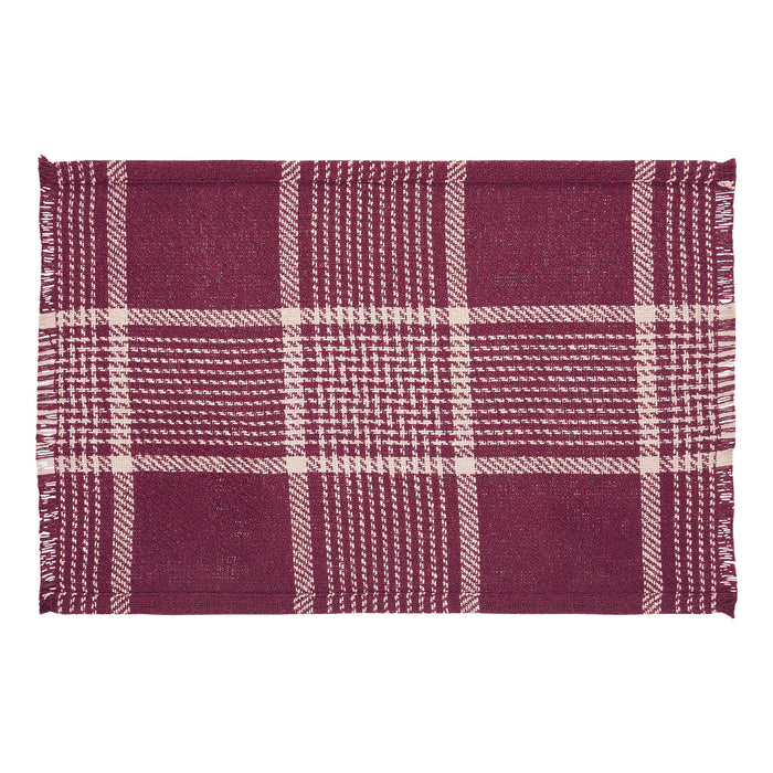 Eston Burgundy Tan Plaid Placemat Set of 2 13x19