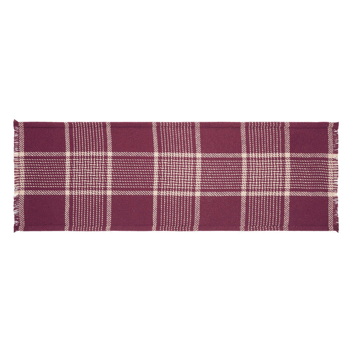 Eston Burgundy Tan Plaid Runner 12x36