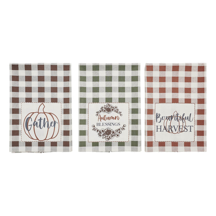 Bountifall Harvest Theme Tea Towels Set of 3 19x28