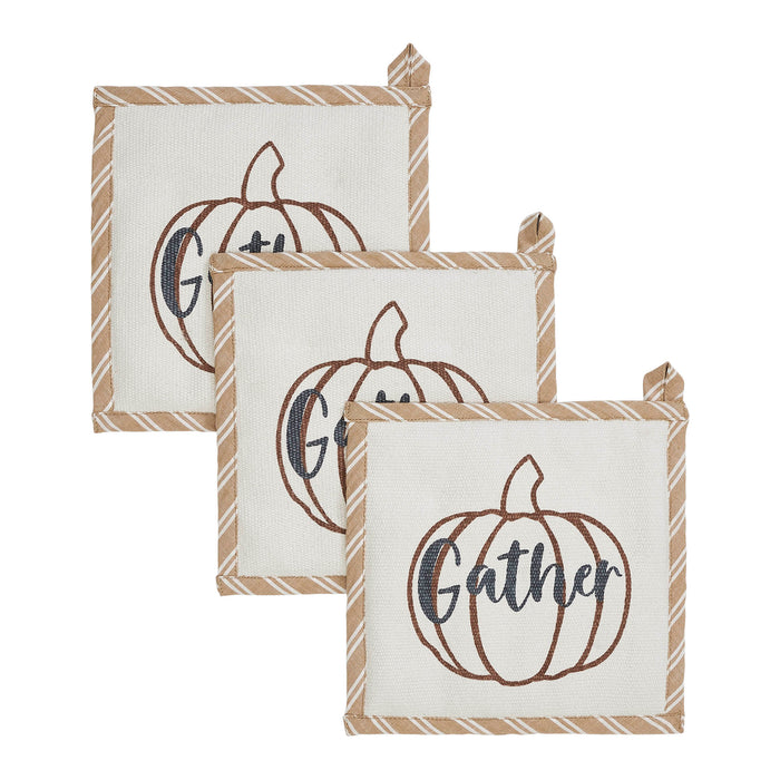 Bountifall Pumpkin Gather Trivet Set of 3 8x8