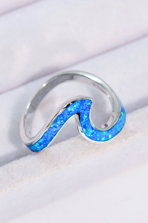 Opal Contrast 925 Sterling Silver Ring Blue