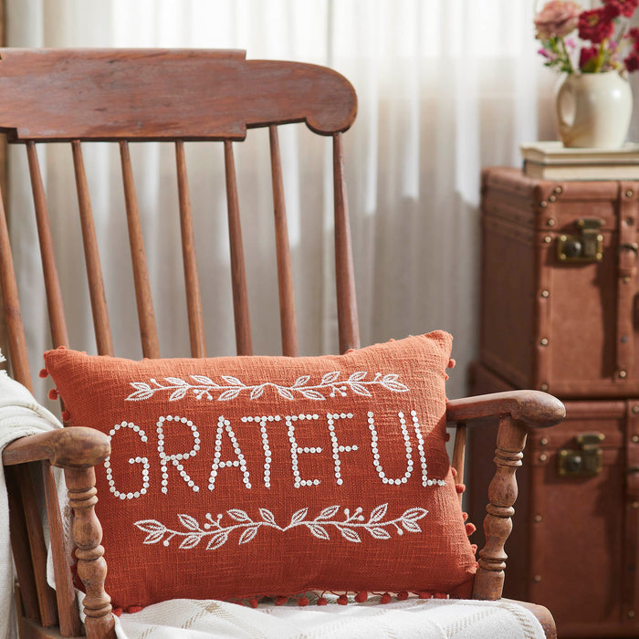 Grateful Pom Pom Pillow 14x20