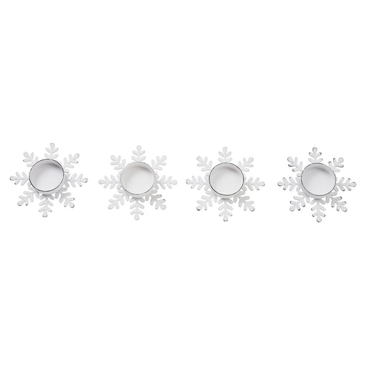 Tealight Holder Snowflake Antique White Set of 4 0.6x4.13x4.13