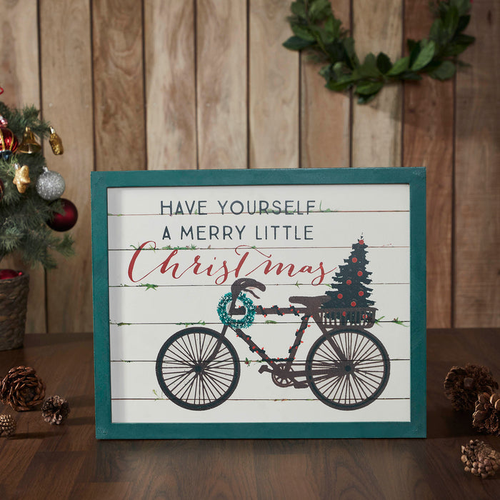 Have Yourself A Merry Little Christmas Bicycle Wall Hanging Sign 13x16