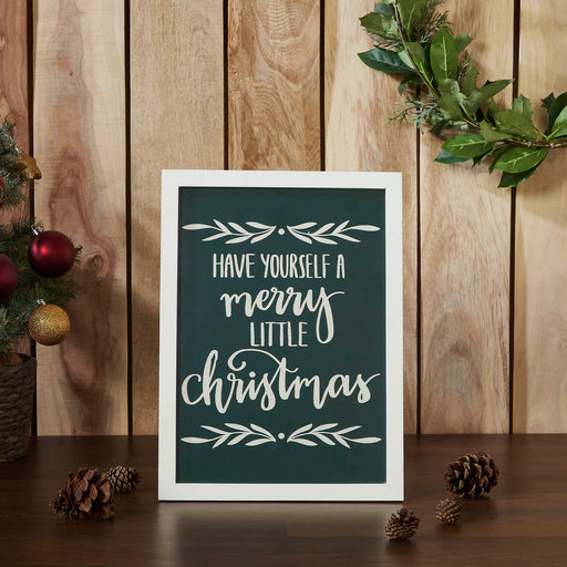 Have Yourself A Merry Little Christmas Green Wall Hanging Sign 15x11