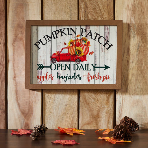 Shiplap Pumpkin Patch Red Truck Wall Sign 10x14