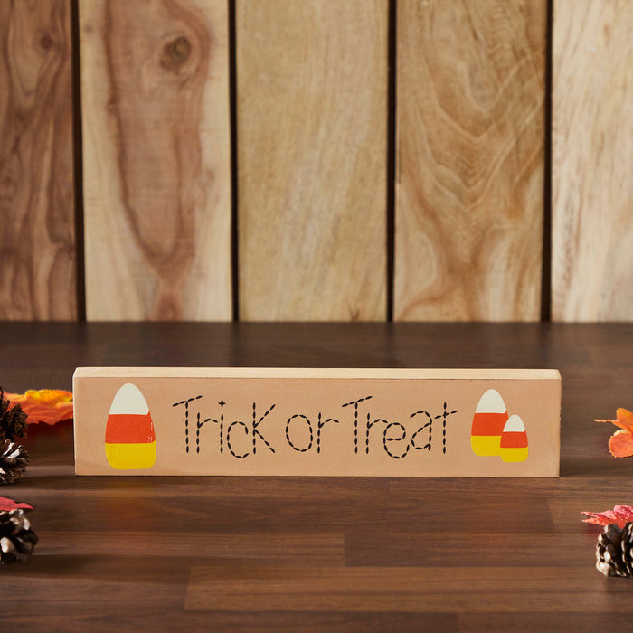 Trick Or Treat Candy Corn MDF Sign 2.75x13x1