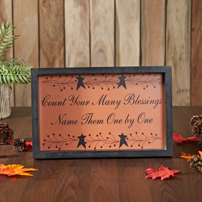 Count Your Many Blessings Vine Prim Stars MDF Wall Sign 9x14x1.5