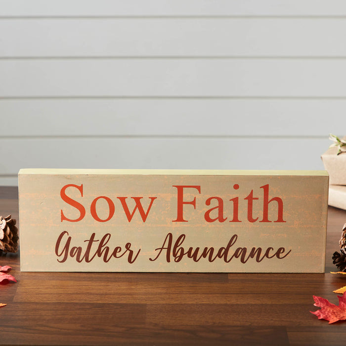 Sow Faith Gather Abundance Green Base MDF Sign 5x15