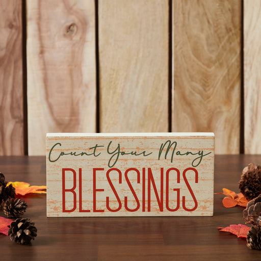 Count Your Many Blessings Cream Base MDF Sign 5x10
