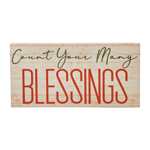 Count Your Many Blessings Cream Base MDF Sign 5x10