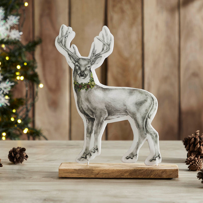 Reindeer With Wreath Figurine 11.5x9x2.5