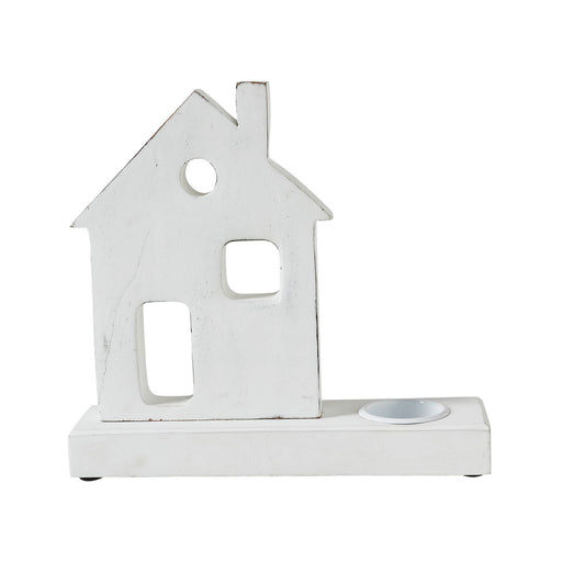 Tealight Holder Village House White 9x8.25x2.5