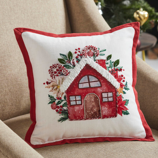 Candy Cane Cottage Pillow 12x12