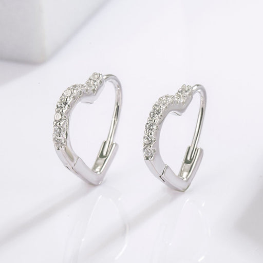 925 Serling Silver Zircon Heart Shape Earrings Silver One Size