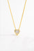 925 Sterling Silver Inlaid Zircon Heart Pendant Necklace Gold One Size