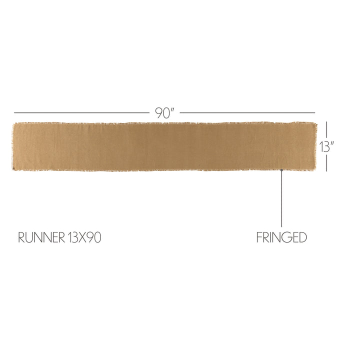 Burlap Natural Runner Fringed 13x90