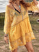 Lace Detail Plunge Cover-Up Dress Mustard One Size