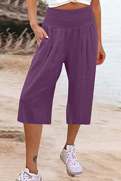 Pocketed High Waist Pants Dusty Purple