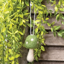 Green Felted Mushroom Ornament