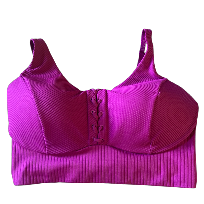 Pink Victoria’s Secret flow on point medium support padded sports bra, size 36 DDD.