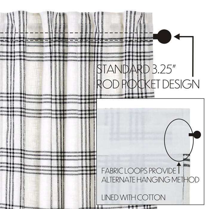 Black Plaid Panel Set of 2 84x40