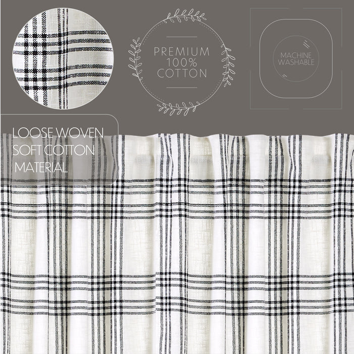 Black Plaid Panel Set of 2 84x40