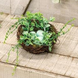 Vine & Greenery Bird Nest w/Blue Eggs