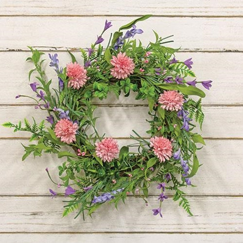 Pink Chrysanthemum & Iris Twig Wreath