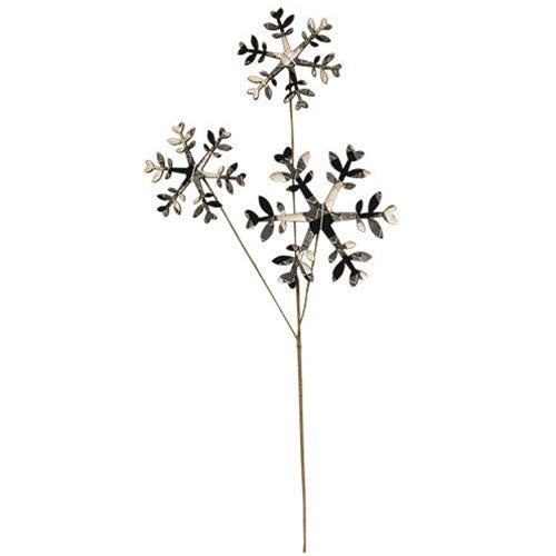 Black & White Plaid Snowflake Pick 14"
