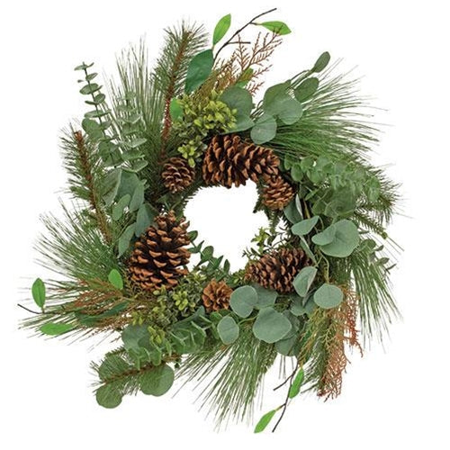Lg Pine w/Leaf Wreath 22"