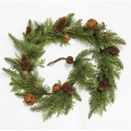 Rustic Cedar & Pine Bell Garland 5ft