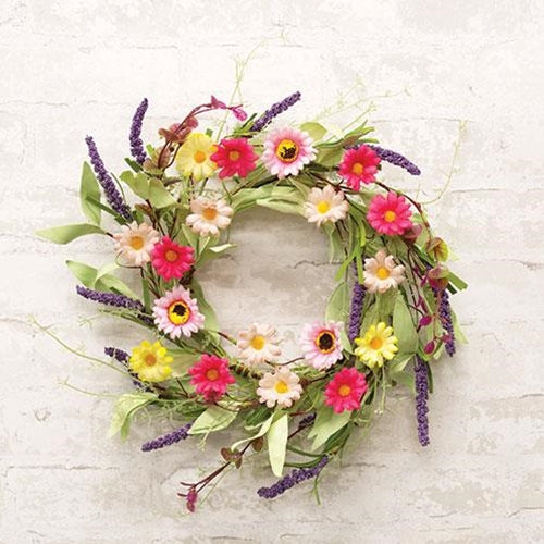 Spring Mix Daisy Wreath