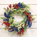 Red White & Blue Heather & Boxwood Wreath 18"
