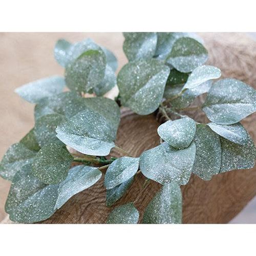 Frosted Dollar Eucalyptus Leaf Candle Ring 3.5"