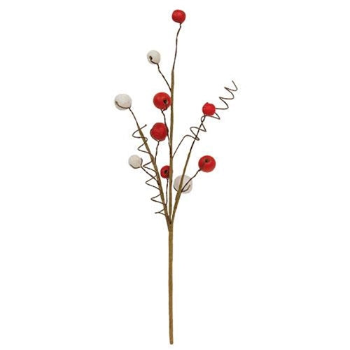 Red & White Bead Berry Pick 12"