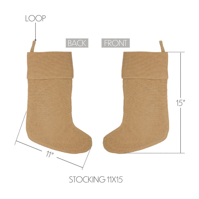 Festive Natural Burlap Stocking 11x15